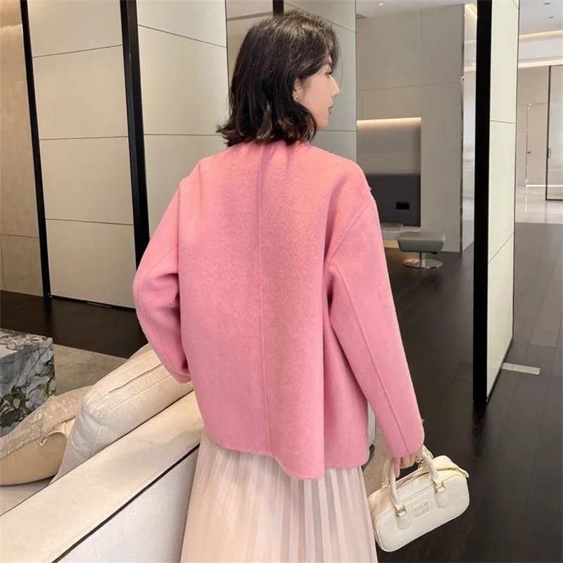 Autumn Winter Woolen Jacket 2024 New Chinoiserie Coil Buckle Women's Clothes Coat Solid Color Fashion Loose Outeawer Female