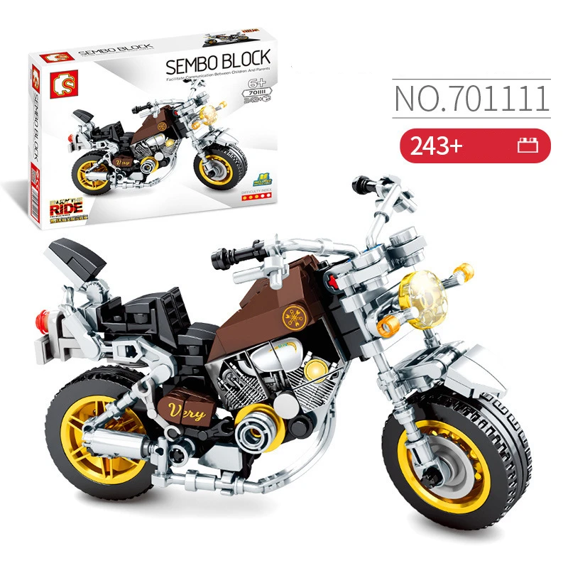 SEMBO motorcycle building block small model boy educational assembled children\'s toy scale restoration cool birthday gift