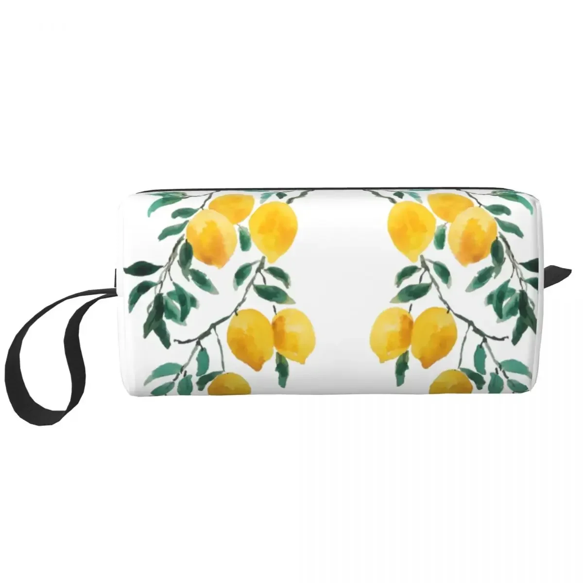 Custom Yellow Lemon Cosmetic Bag Women Large Capacity Summer Botanical Citrus Fruit Makeup Case Beauty Storage Toiletry Bags