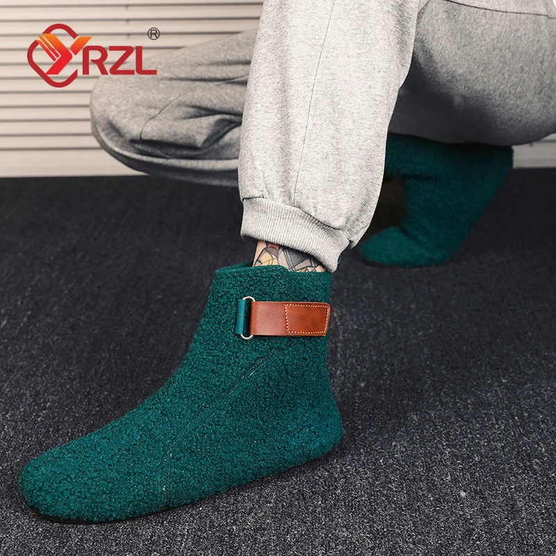 YRZL, zapatos de algodón de invierno, botines para hombre, zapatillas ligeras sin cordones cálidas, mocasines de algodón de felpa para interiores, zapatos cálidos de invierno para hombre