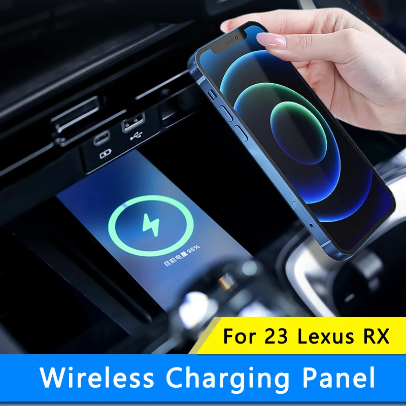 QHCP Car Wireless Charger 15W Fast Cell Phone Charging Board Adapter QI Dual Charging For Lexus RX350h 2023 Interior Accessories