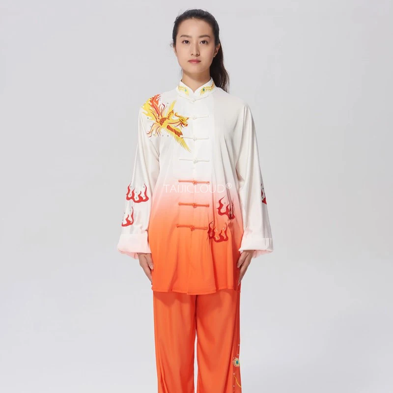 Imperial Phoenix Taichi Set Stretch Mulberry Silk Performance Wear w/ Embroidery Unisex Competition Kung Fu Suit