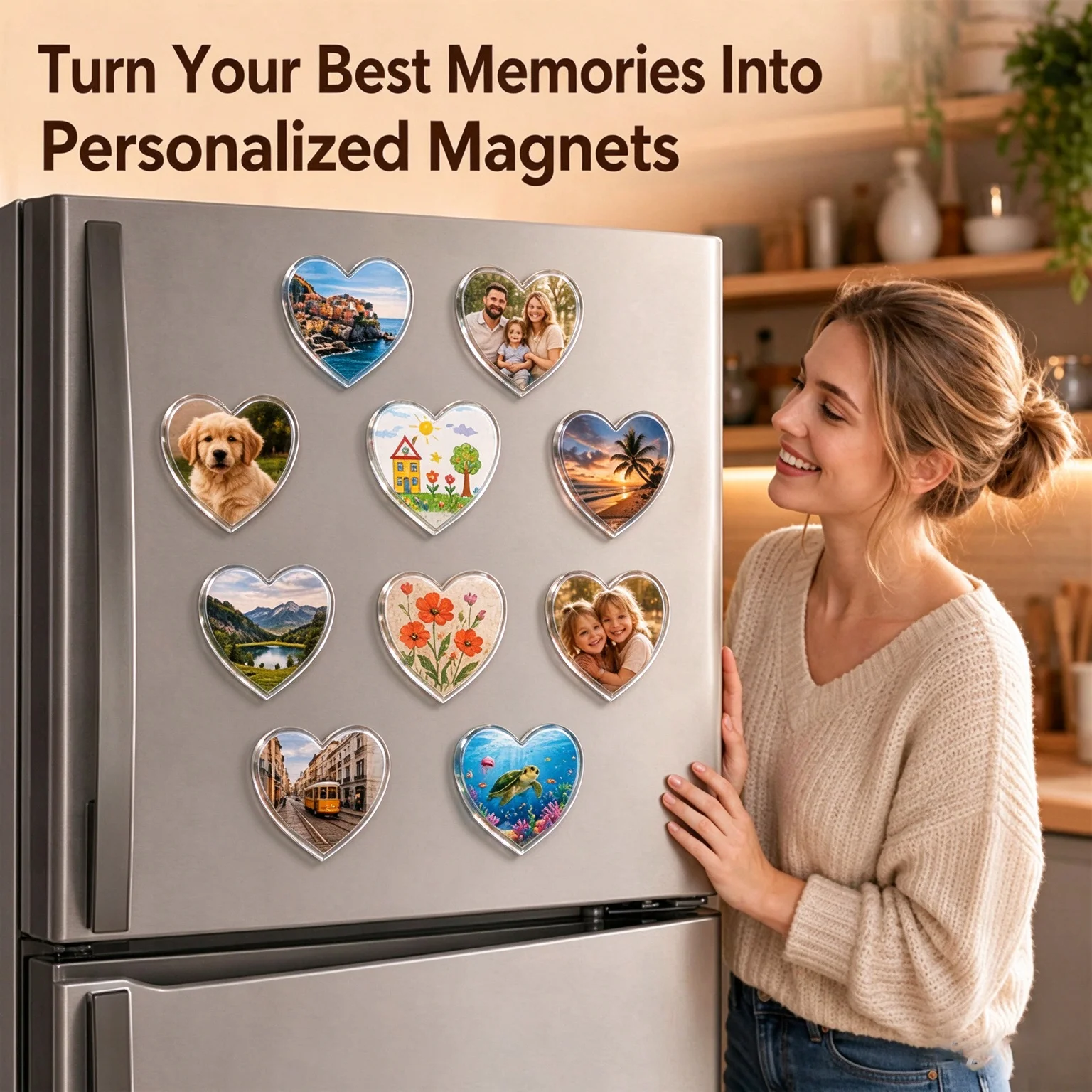 10/20 Pack Heart DIY Acrylic Fridge Magnets, 5.5×4.5cm Blank Custom Photo Refrigerator Magnets for Valentine & Home Decor