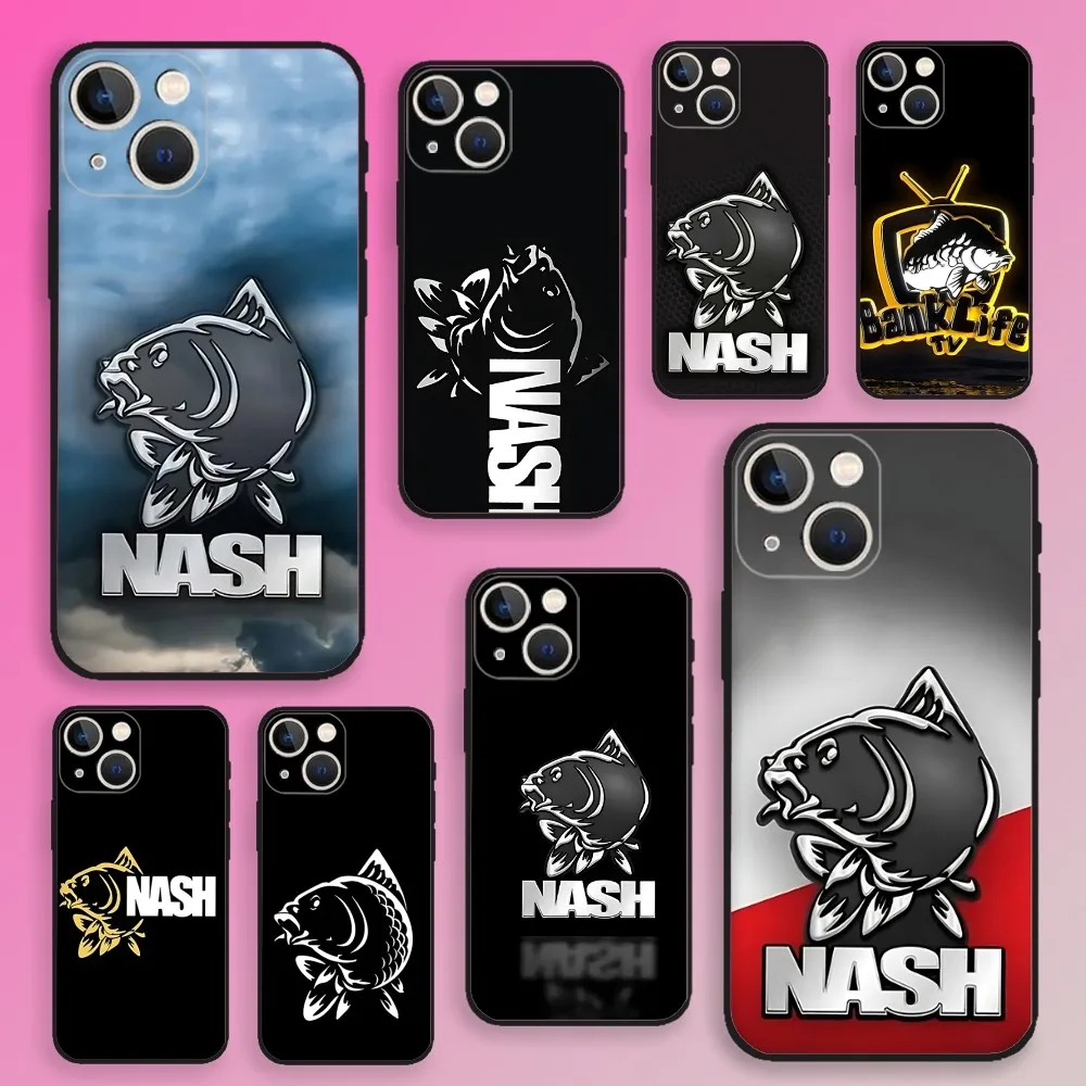 

N-Nash Fishing Cool Logo Phone Case For iPhone 16,15,14,13,12,11,Plus,Pro Max,XS,X,E,SE,Mini Soft Silicone Black Cover