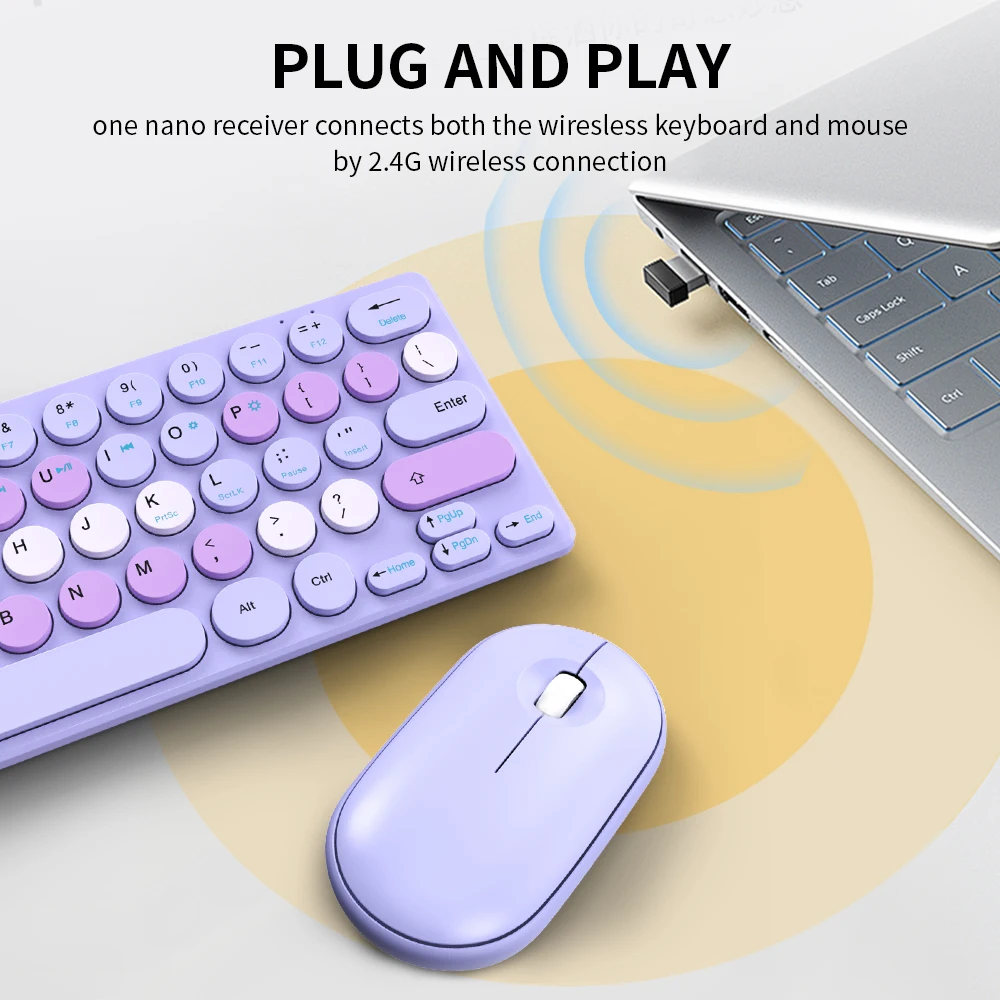 Mini Wireless Keyboard Mouse Combo, Compact for Laptop PC Mac, Office Travel Storage Bag Included