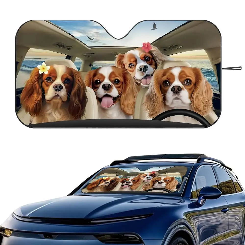 

Кавалер-кинг-чарльз-спаниель Автомобильный солнцезащитный козырек на лобовое стекло Складной трехслойный изоляционный солнцезащитный козырек от присоски Блоки УФ-лучей Солнце
