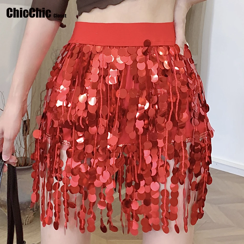 

Женская мода с кисточками и блестками, однотонная боковая молния, мини-юбка, винтажная высокая талия, женские шикарные женские юбки