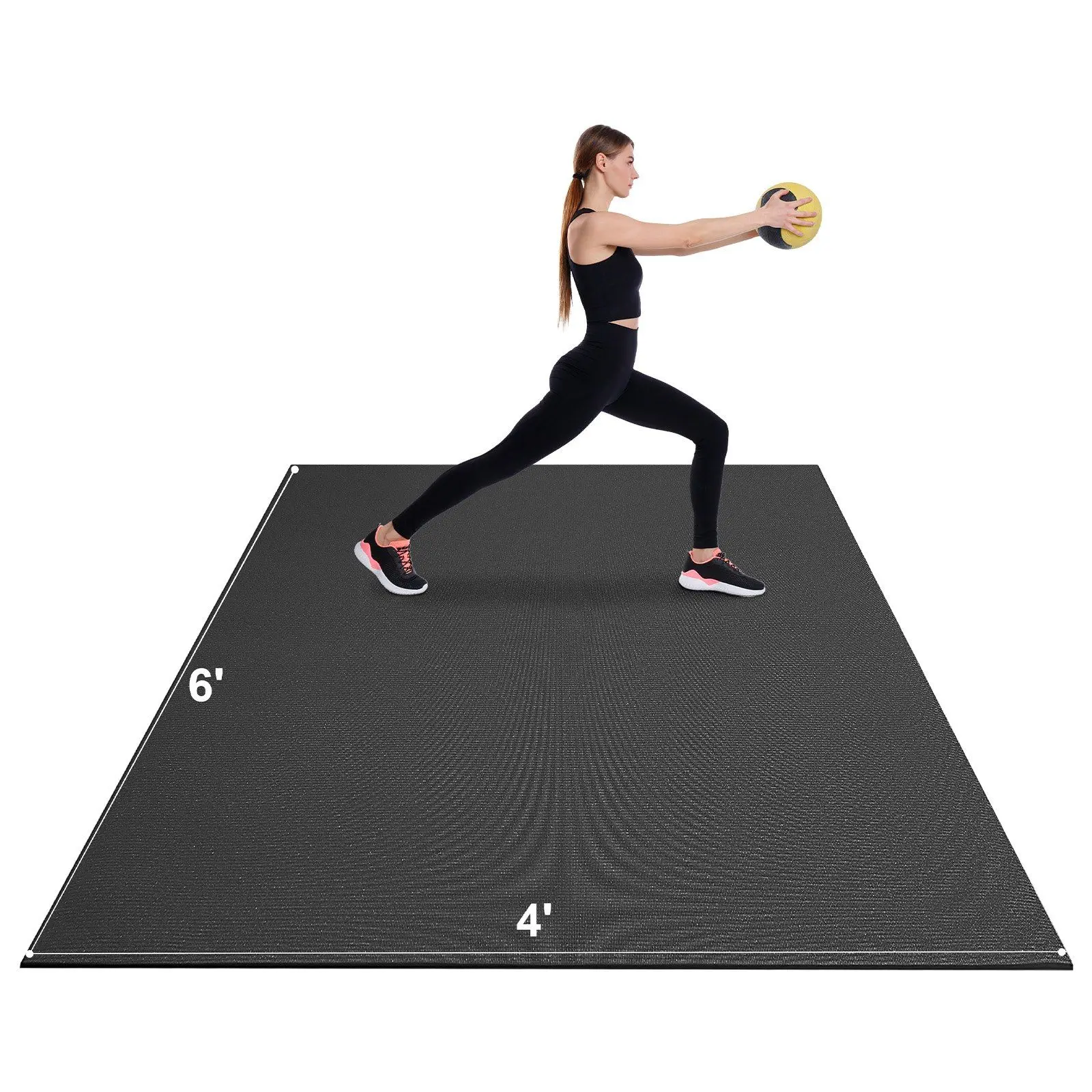 

6'x4' Non-Slip Exercise Mat – High-Density – w/ Carry Bag (For Yoga/Pilates/Floor Workouts, Unisex Premium Mat)