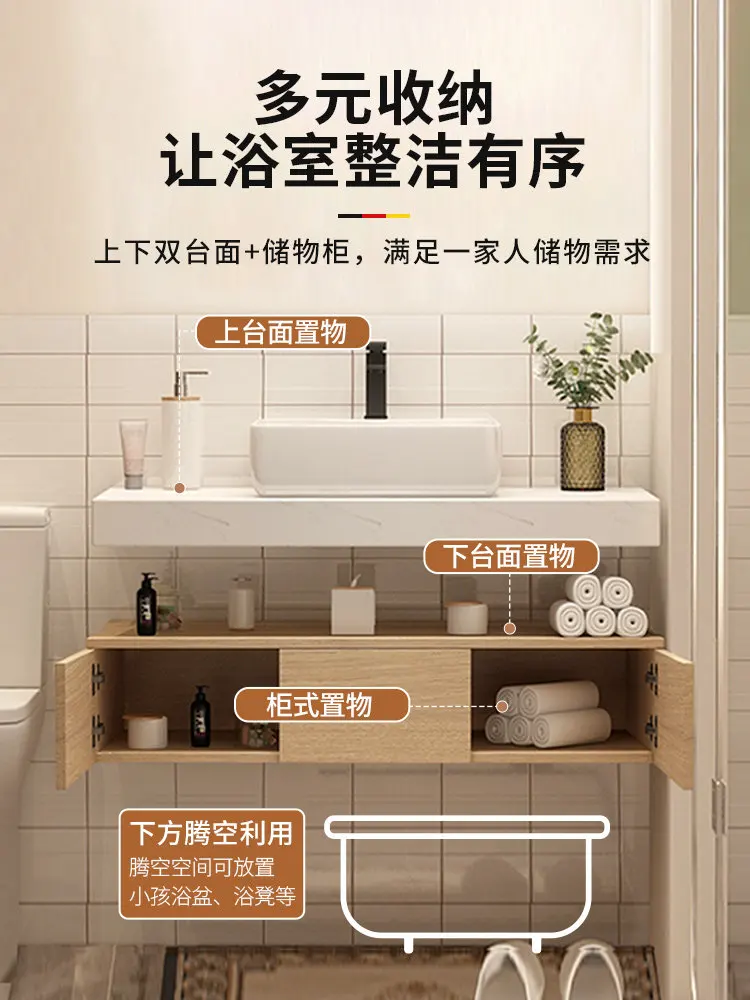 Bathroom Cabinet Face Wash Basin Cabinet Combination Master Bedroom Bathroom Toilet Wash Table Ceramic Integrated Small Apartmen