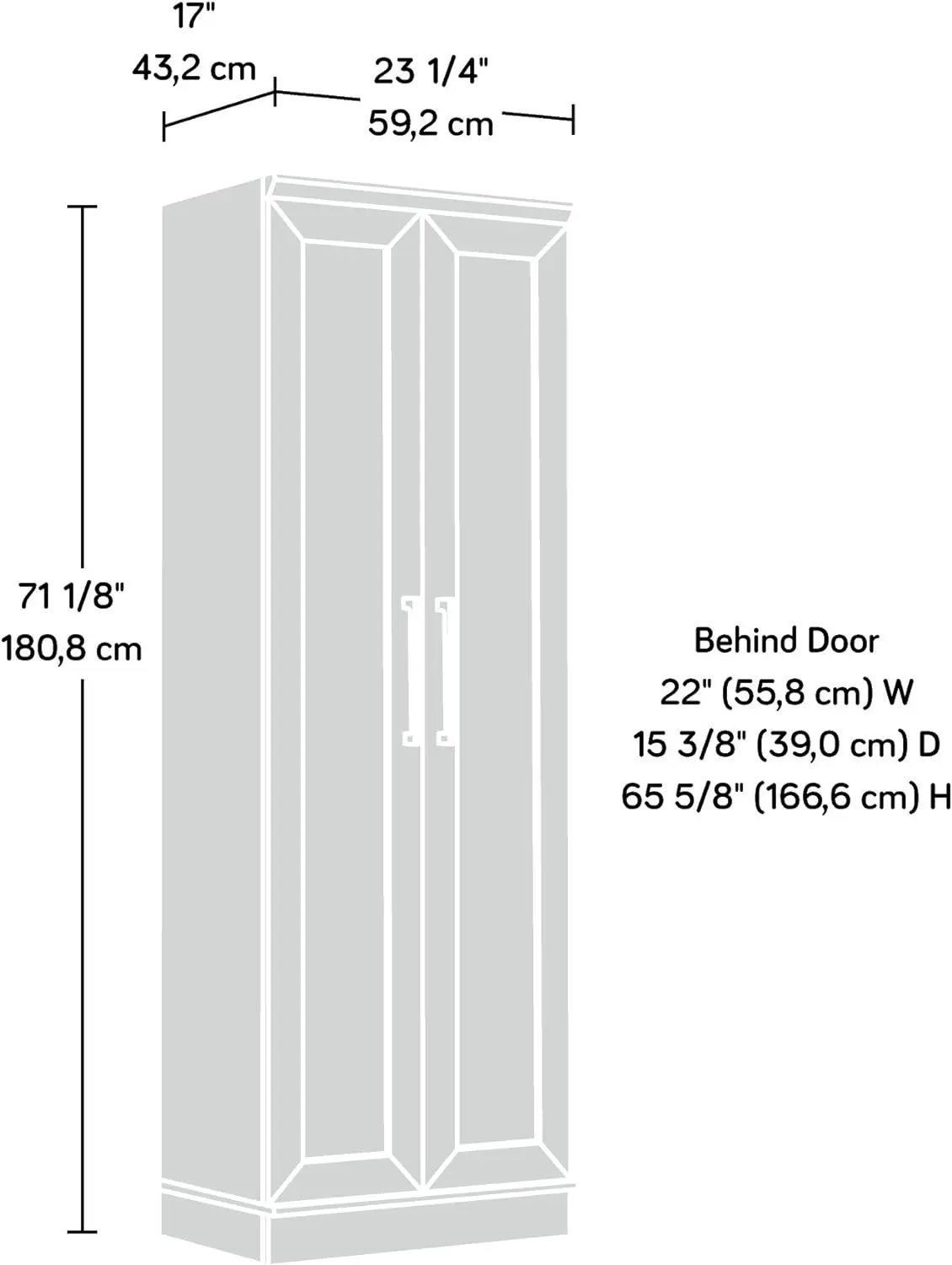 Шкаф кладовки хранения, финиш дуба соли, л: 23,31 "17,01" В КС х: 717,91"