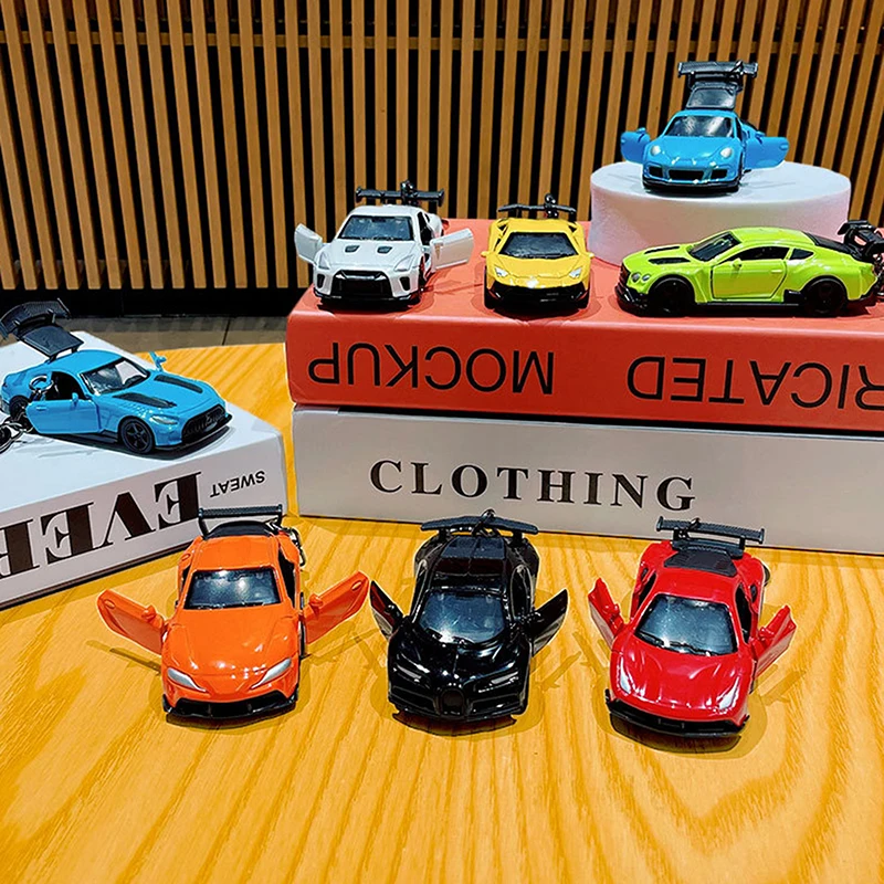 Creative Simulation Mini Sports Car Keychain Pendant Key Ring Cartoon Bag Charm Ornament Gift