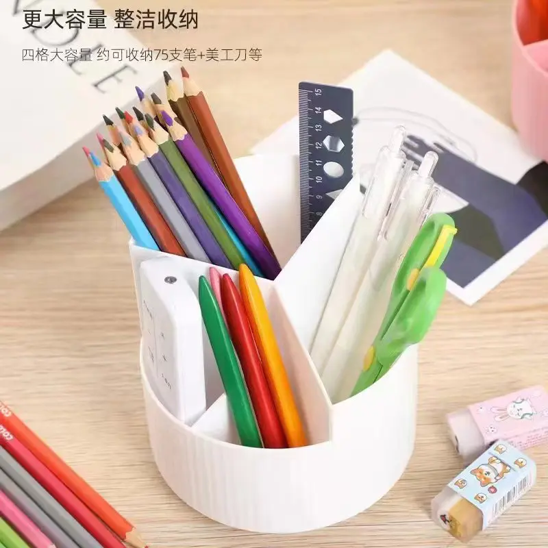 1PC 360 Rotating Large Capacity Rotating Pen Holder Desk Pencil Storage Box Organizer Makeup Brush Office Stationery Supplies