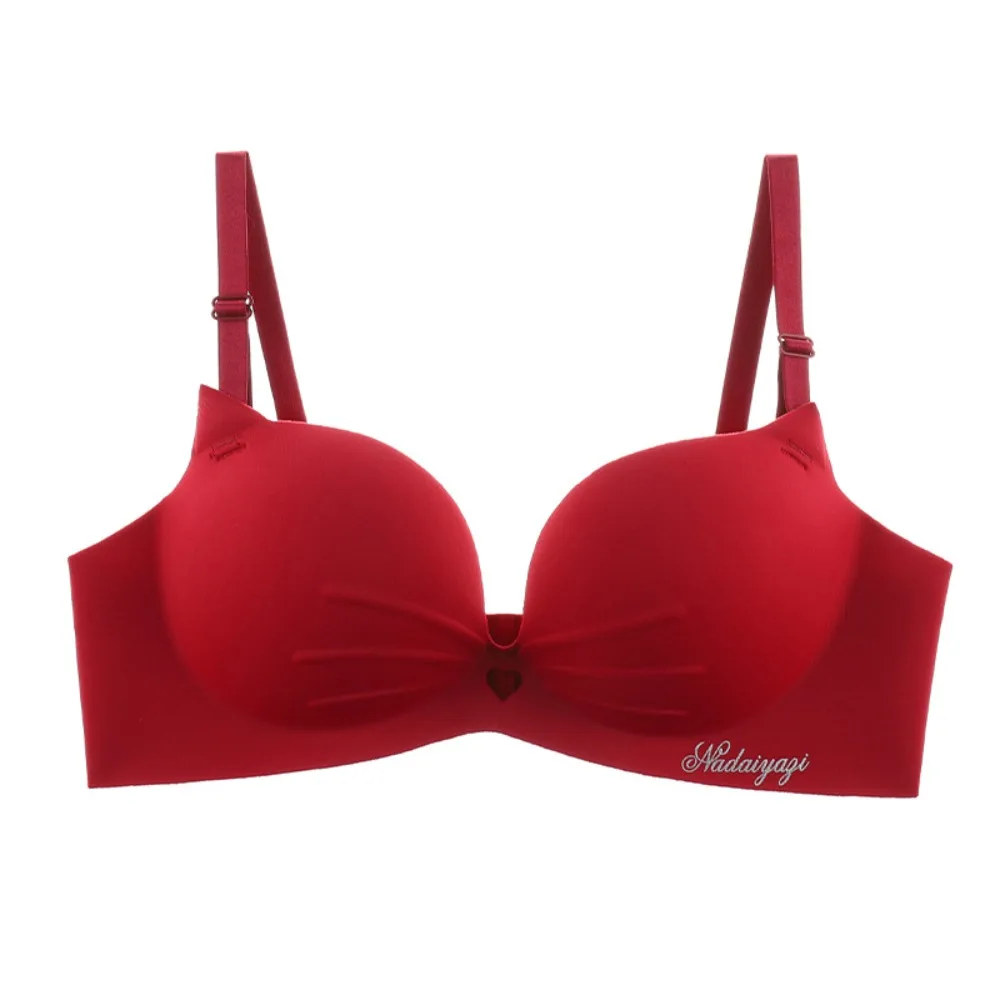 

Soft Shockproof Wireless Deep V Bra Anti-sagging Lingerie Underwear Women Hollow Heart Intimates Push Up Bras Ladies