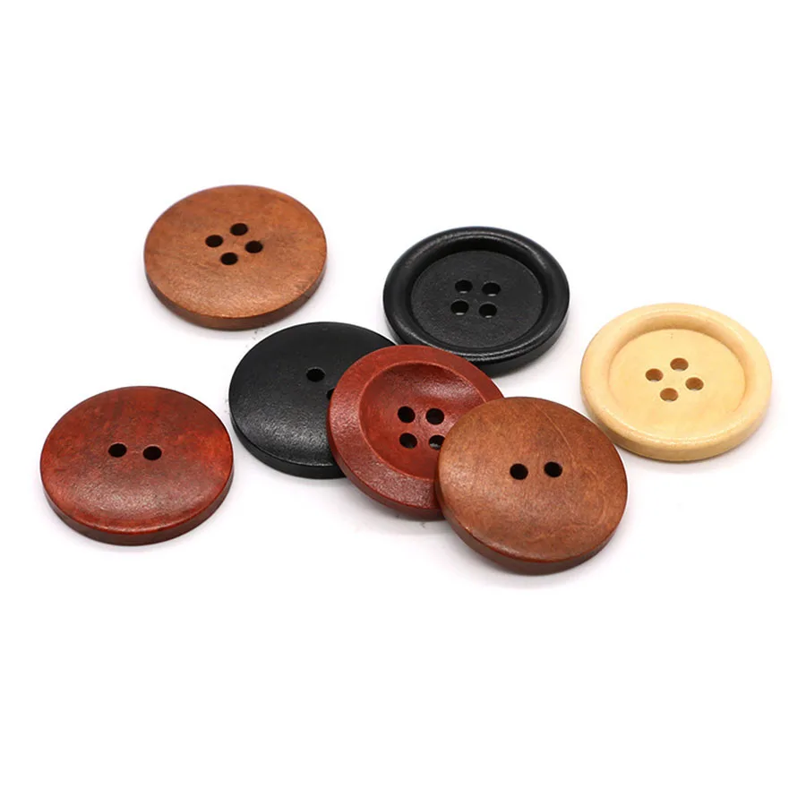 10PCS 2/4 Holes Round Wooden 10-38mm Buttons for Clothing Coat High Quality DIY Decorations Sewing Accessories 5 Colors Optional