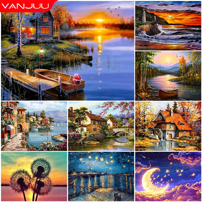 

5D алмазная живопись «сделай сам», вилла, садовый пейзаж, Круглая Мозаика, пейзаж, алмазная вышивка, Набор для вышивки крестиком, подарки для домашнего декора