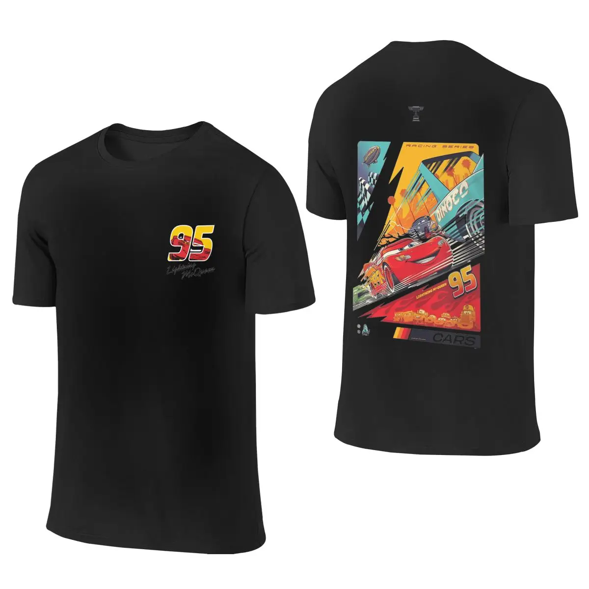 

Front Back Two Sides Lightning McQueen Cars 95 T-Shirts Men Women Cotton Tees Crew Neck Short Sleeve T Shirts Printing Clothes
