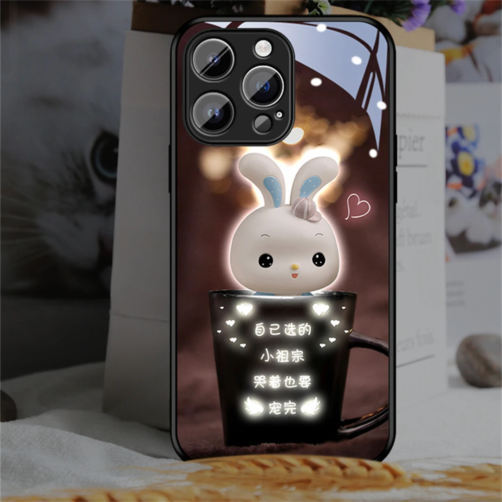 

2024 Lucky Bunny Led Colorful Light Phone Case Call Flash Cover For Samsung S23 S22 S21 S20 Note 10 20 Plus Ultra A54 A14 A32