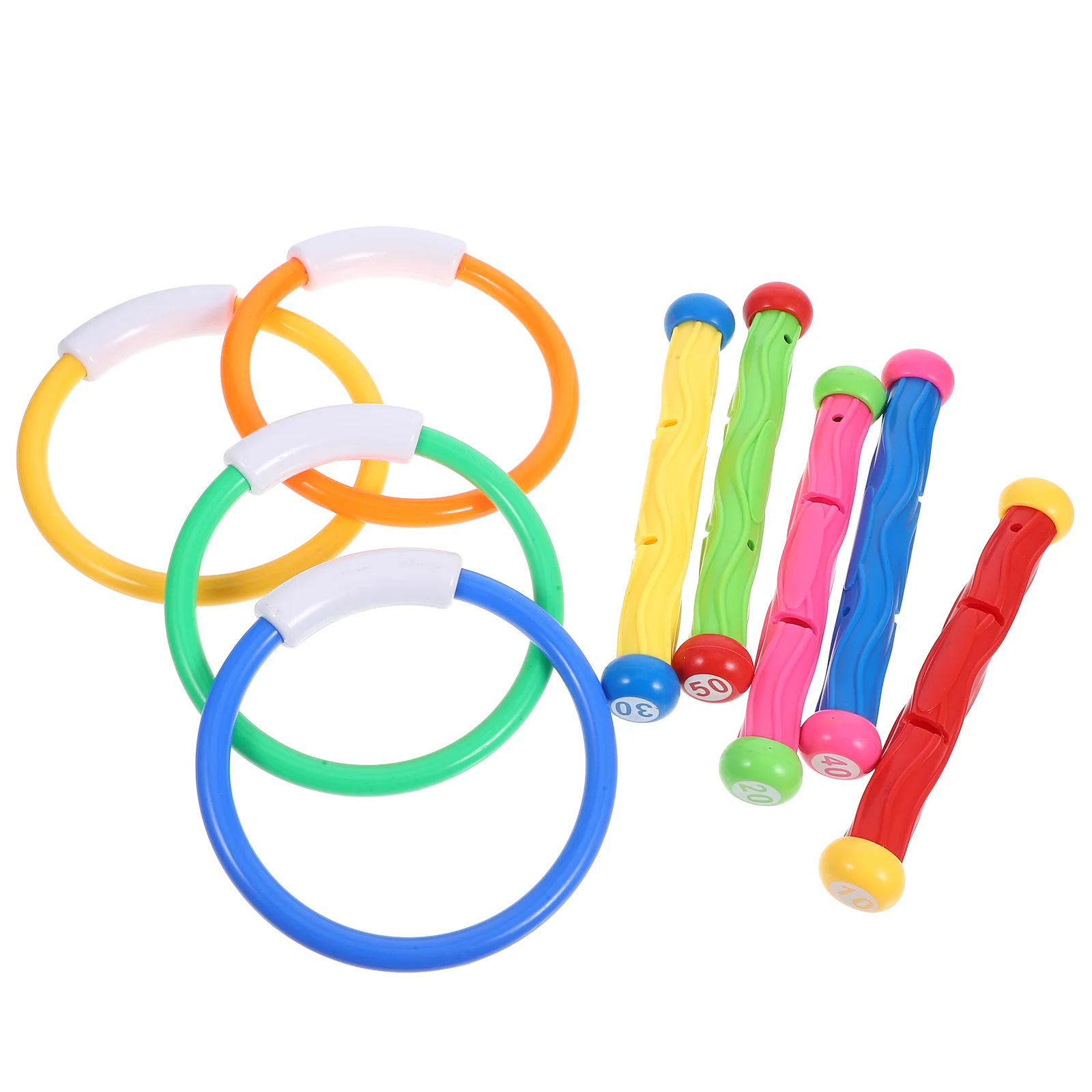 9 Pcs Diving Toys Set Premium Quality Swimming Pool Rings Sticks Kids Ages 4 12 Fun Underwater Training Games Gifts Safe