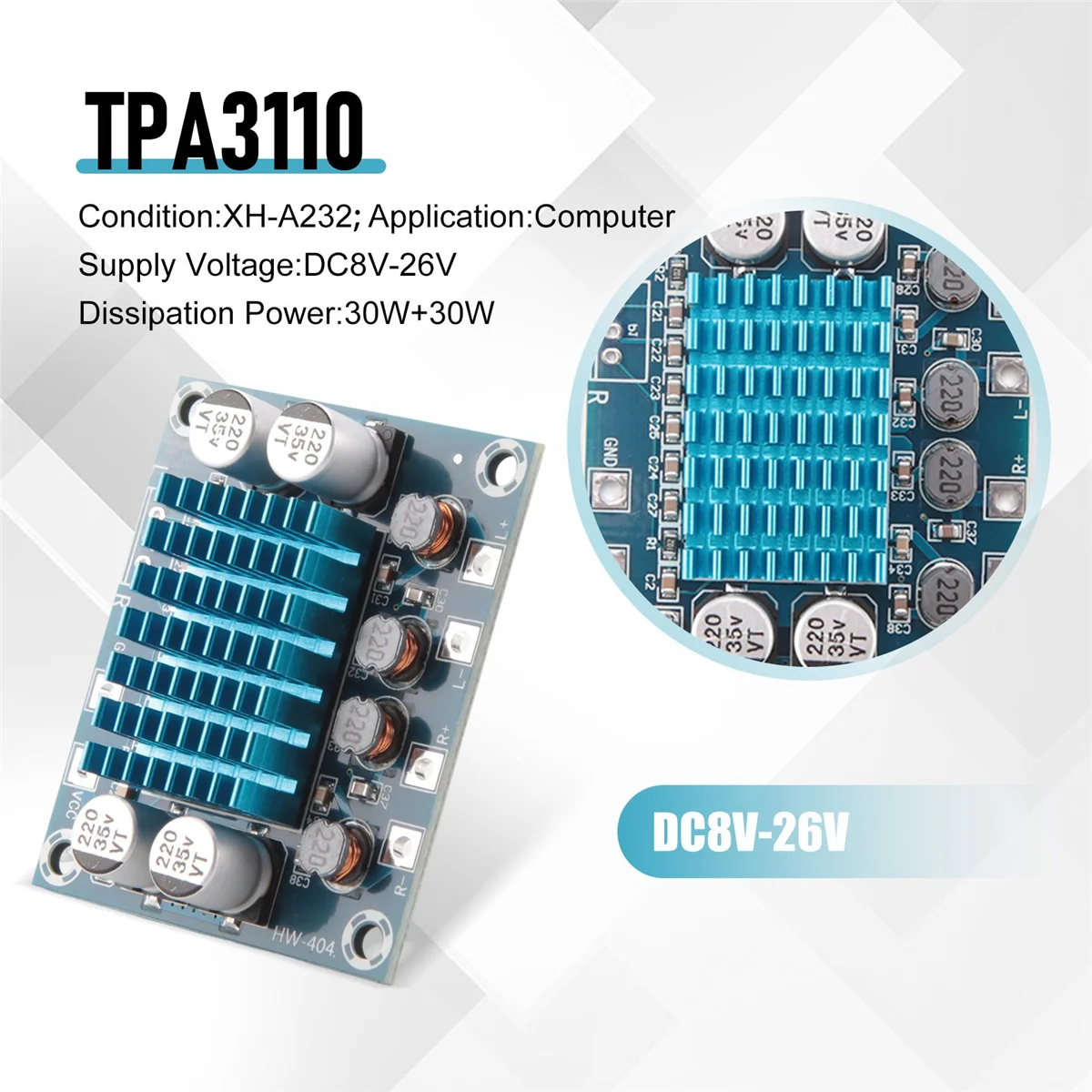 4Pcs TPA3110 XH-A232 30W+30W 2.0 Channel Digital Stereo Audio Power Amplifier Board DC 8-26V 3AJAS