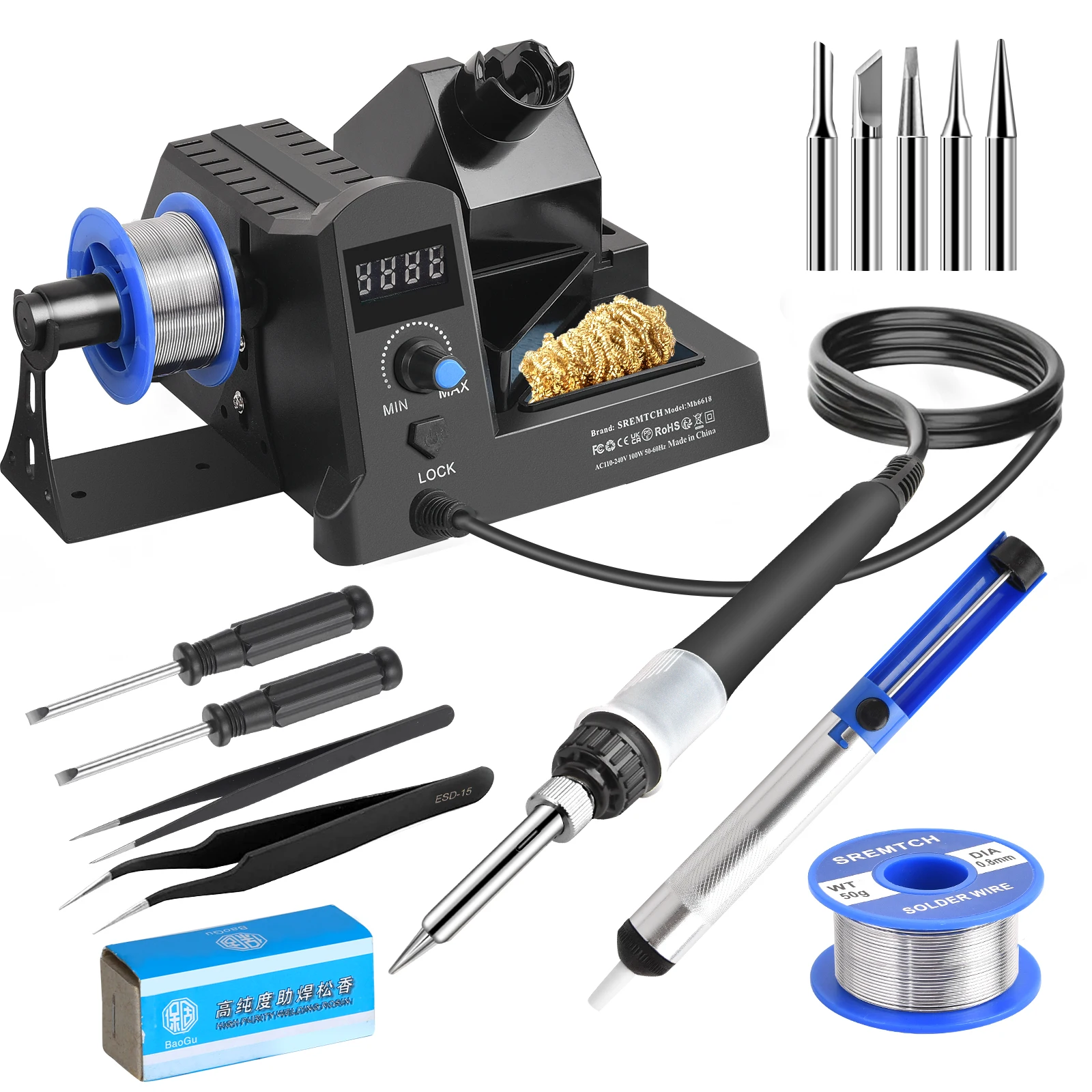 2 in 1 LED Digital Soldering Station Heating Soldering Iron SMD Rework Soldering Station Desoldering Welding Repair Tools 100W