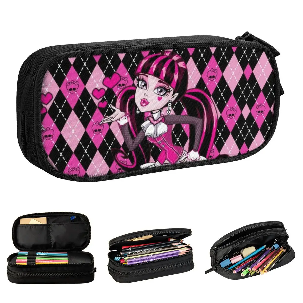 

Draculaura Pencil Case Fun Monster High Pen Bag Girl Boy Large Storage Office Gifts Pencilcases