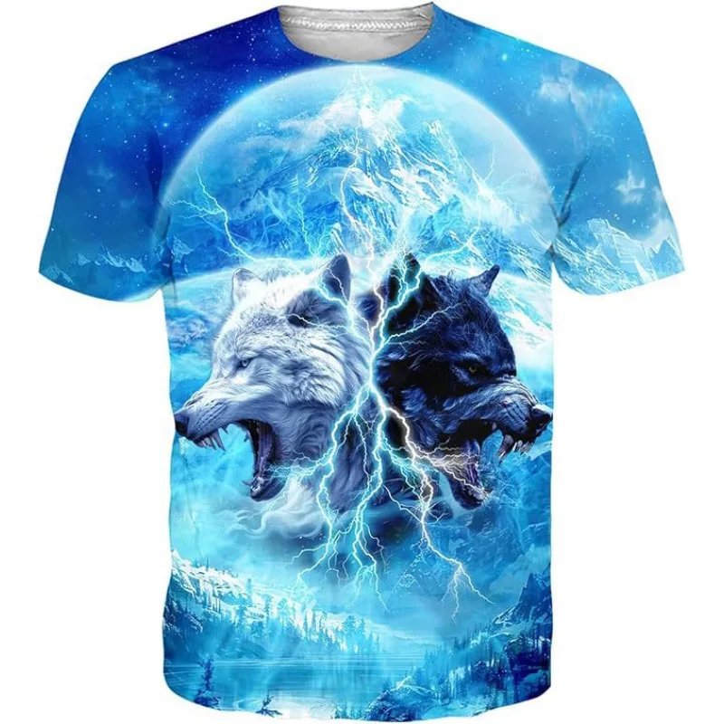 Wolf Tier 3D-Druck T-Shirts Herren Damen Lässige Kurzarm-T-Shirts Tops Y2K Streetwear Harajuku Übergroße T-Shirts Herrenbekleidung
