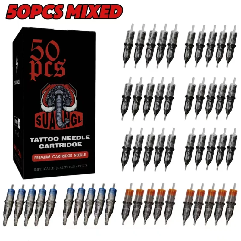 

SUANGL Tattoo Cartridge Needles 50/100/150pcs RL RS M1 Para Cejas Labios Ojos Maquillaje Tattoo Machine Supplies