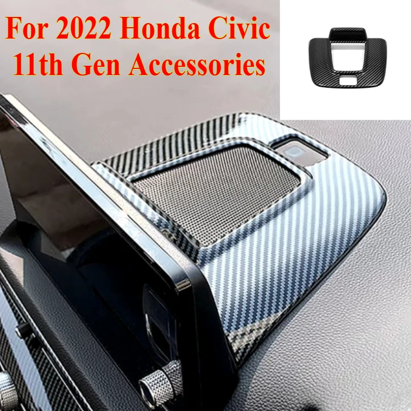 

1PCS Car Interior GPS Navigation Dashboard Cover Decals for 2022 Honda Civic 11th Gen Accessories ABS Carbon Fiber Stickers