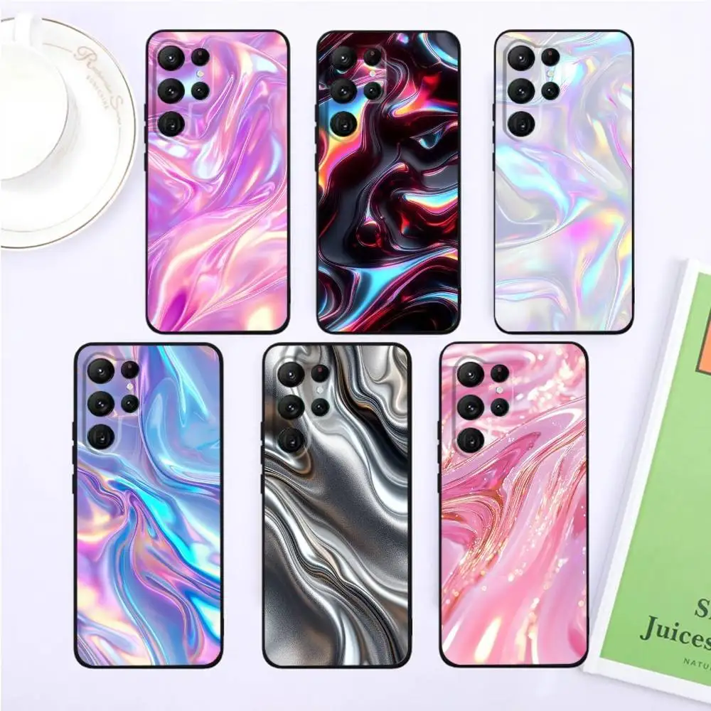 

Shiny Water Ripple Phone Case For Samsung S25,S24,S23,22,21,Ultra,Pro,S10,S30Plus,20lite Black Cover