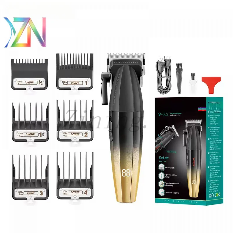 VGR003 Cross-border Men's Professional Haircut Clippers with Adjustable Blade, Salon Digital Display, High Speed 9000RPM Hair Tr