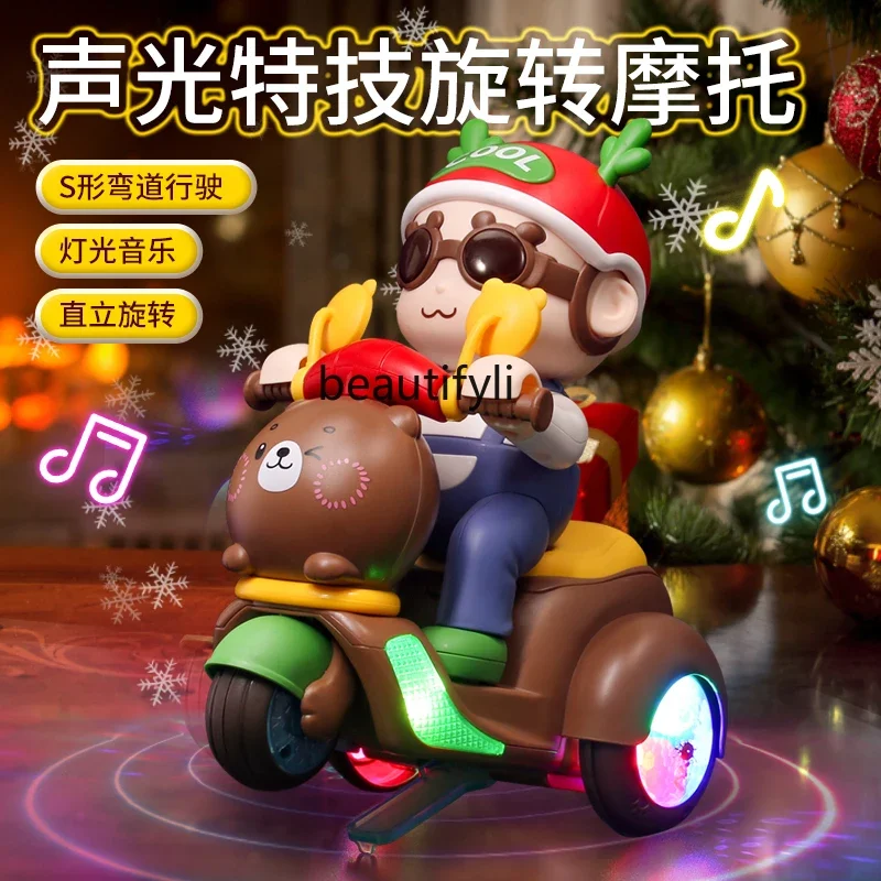 Children's electric stunt motorcycle car baby can sing and dance toy puzzle