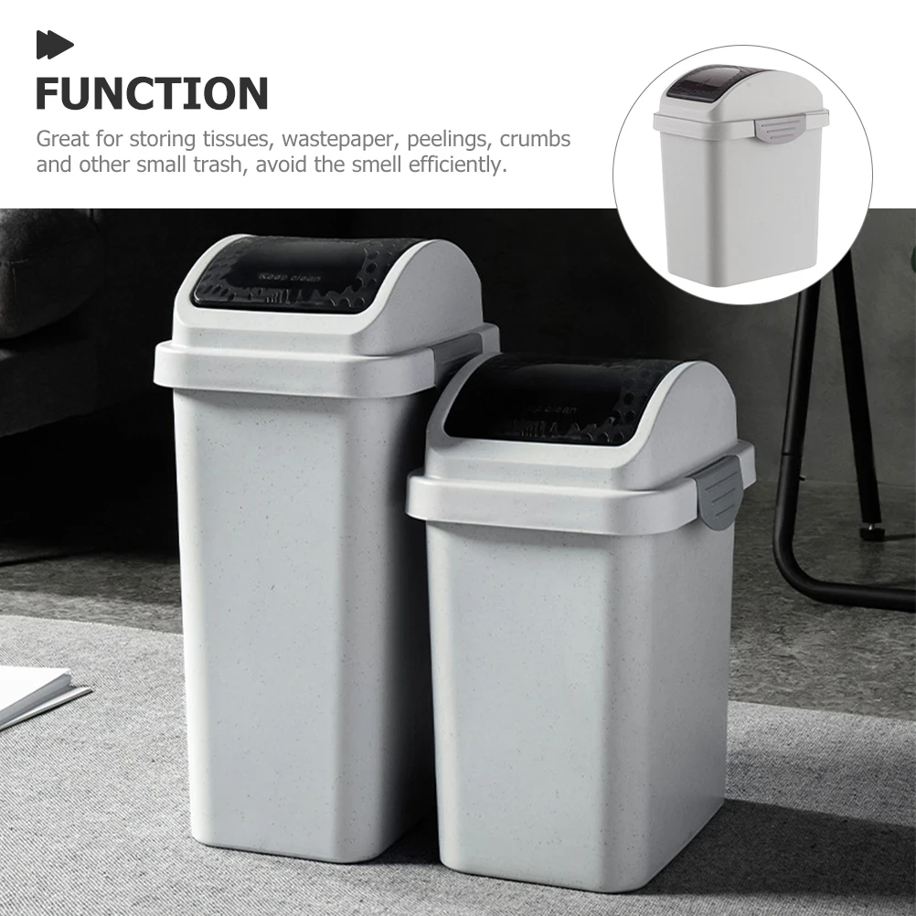 

Stylish Swing Lid Trash Can Plastic Waste Bin for Bathroom Kitchen Home Strong Thick Garbage Bucket Flip Lid Dustbin Easy Open