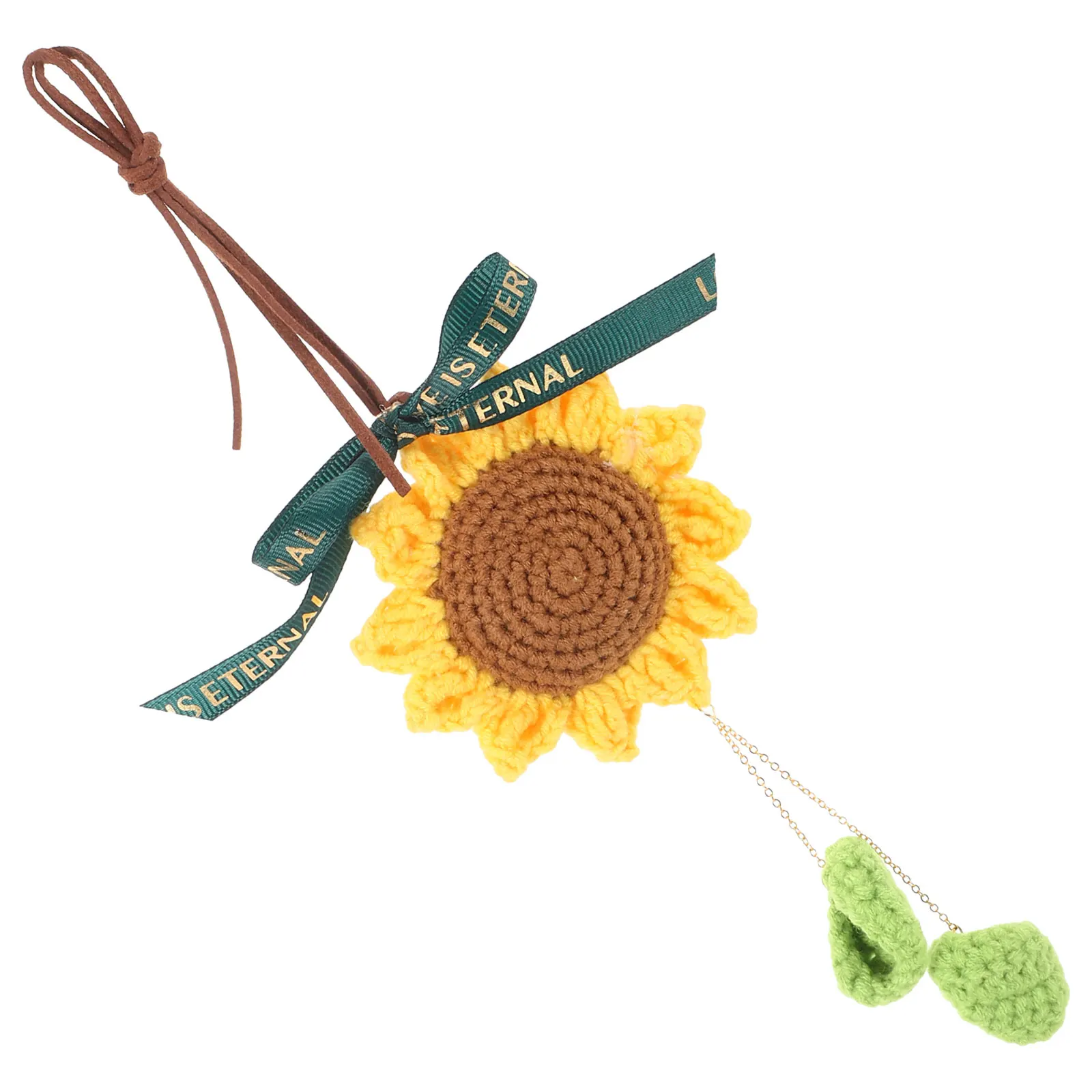 

Sunflower Hanging Decor 3rd Basket Crochet Pendant Car Interior Decoration Rearview Mirror Ornament Knitted Flower Shape