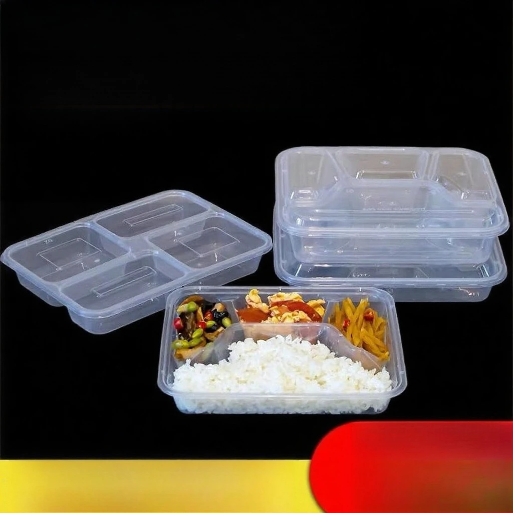 

Одноразовые 4-х отдельные контейнеры для пищевых продуктов, ланч-бокс на вынос, контейнеры для приготовления еды Bento, пищевой класс