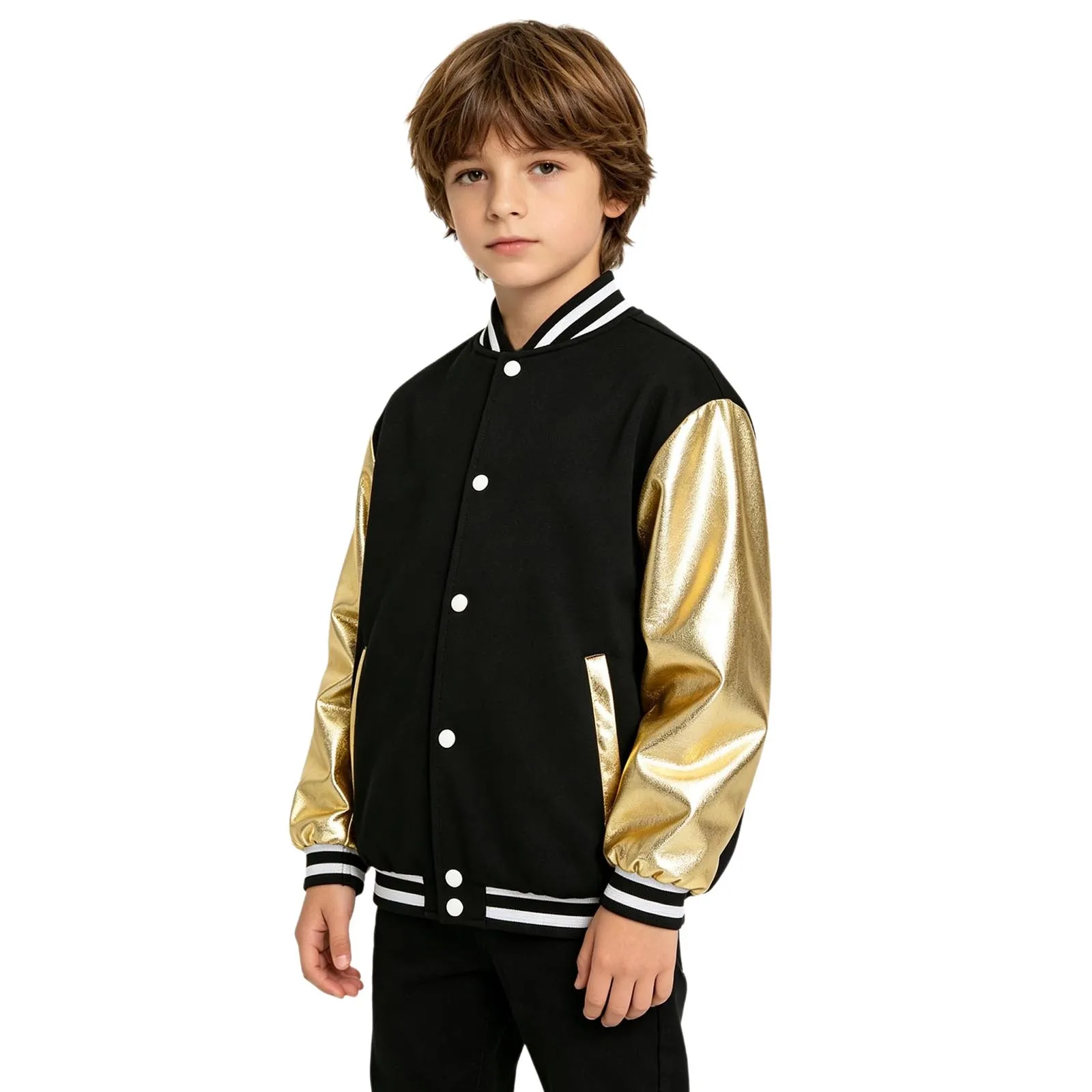 Unisex Boys Girls Baseball Jacket Coat Children Long Sleeve Eagle Printed Color Blocking Outerwear Street Hip Hop Bomber Jacket view 2