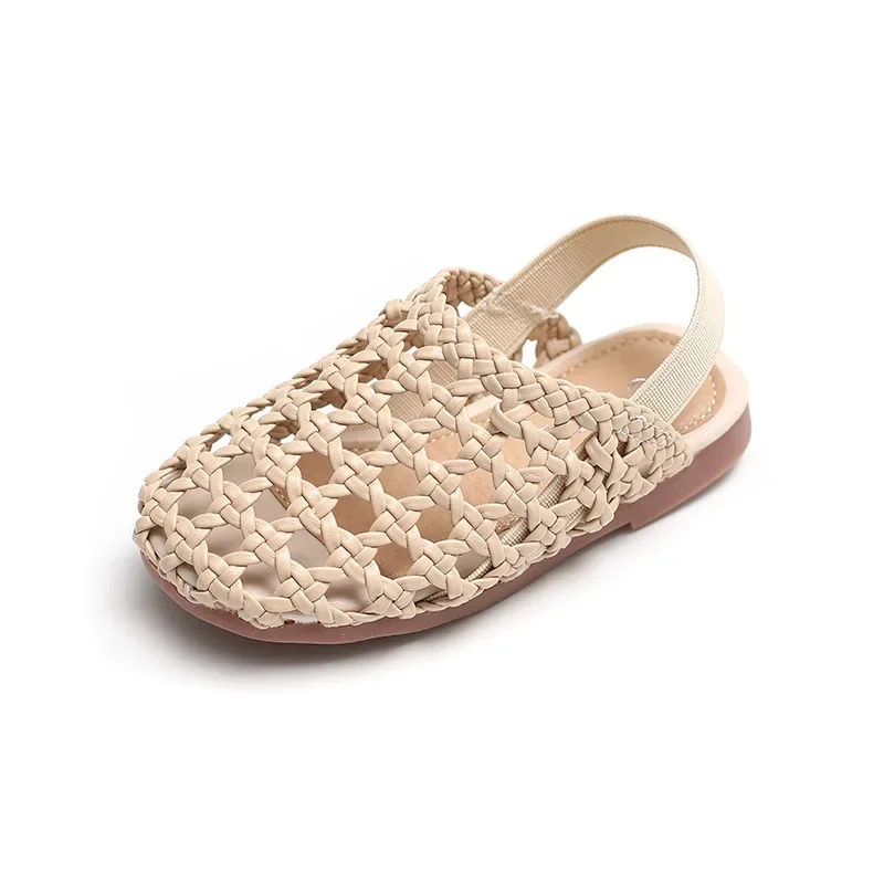 Baby Girls Shoes Braided Sandals for Girls Kids Fashion Hollow Out Leather Shoe Soft Sole Retro Princess Slippers Beach Shoes