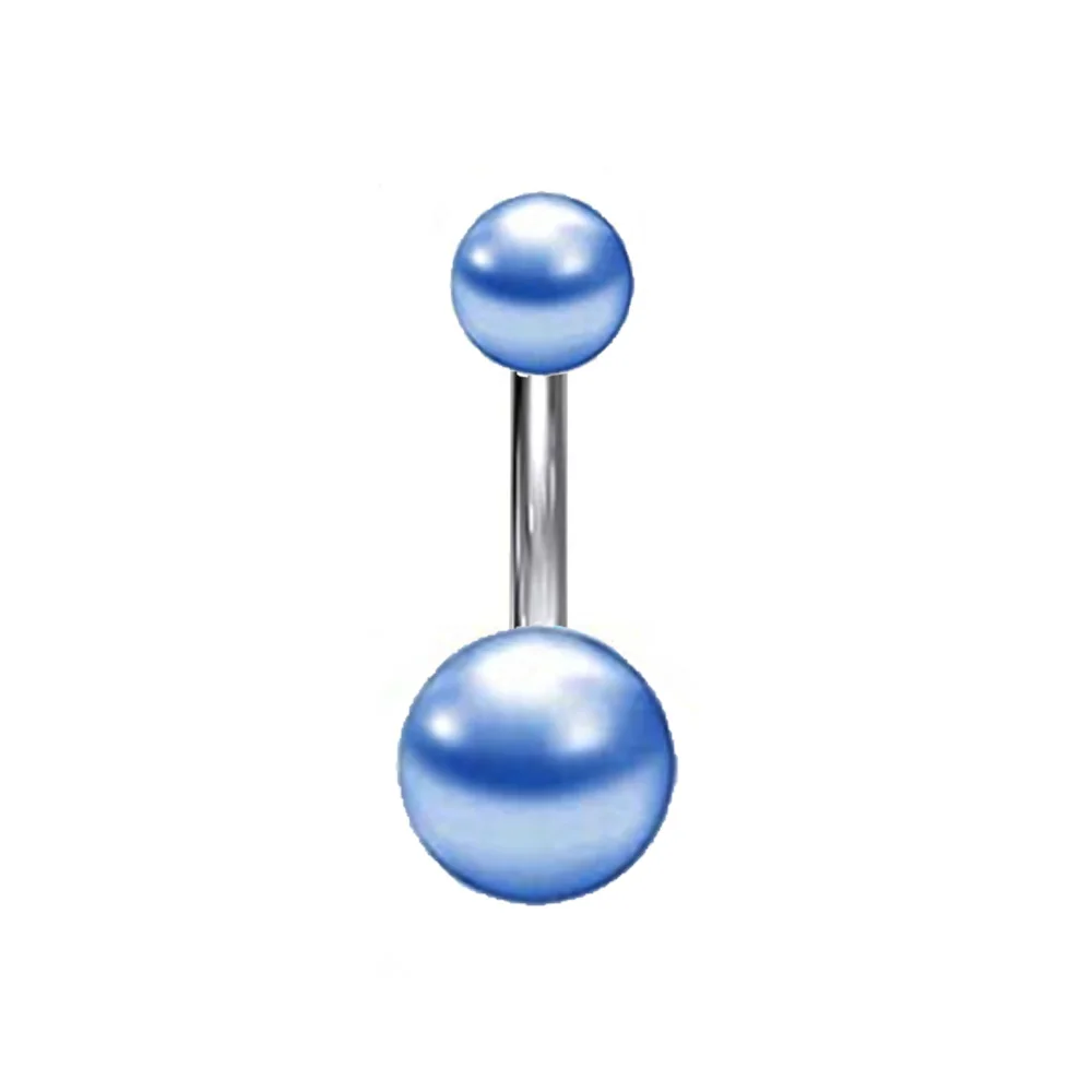 WKOUD 14G Stainless Steel Navel Belly Button Rings Women Fashion Belly Button Ring Piercing Body Piercings Jewelry Blue