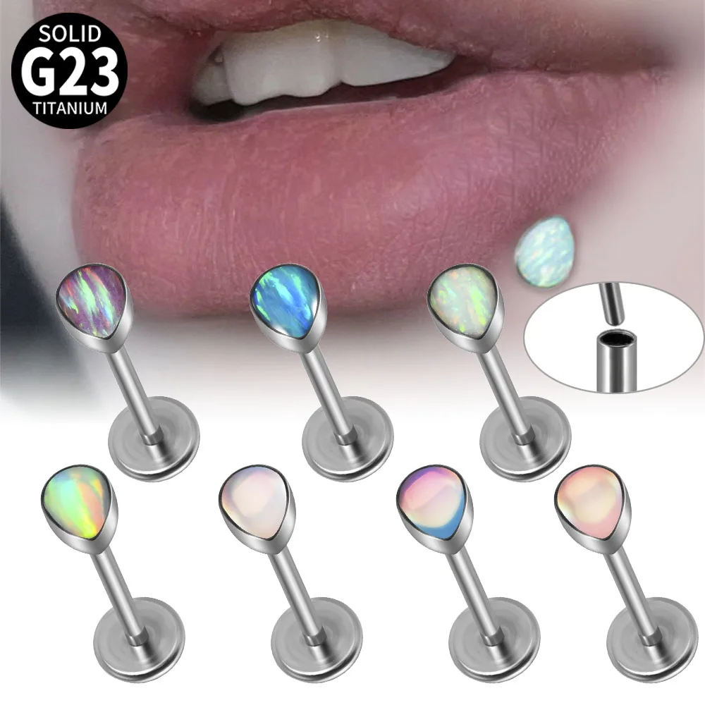 1 Stück G23 Reintitan 20g Gewindeloser Push-In Tropfenförmiger Opal & Flash Gradient Lippen-, Nasen-, Ohr-, Knorpel-, Helix-, Lobe-Ohrring für Damen