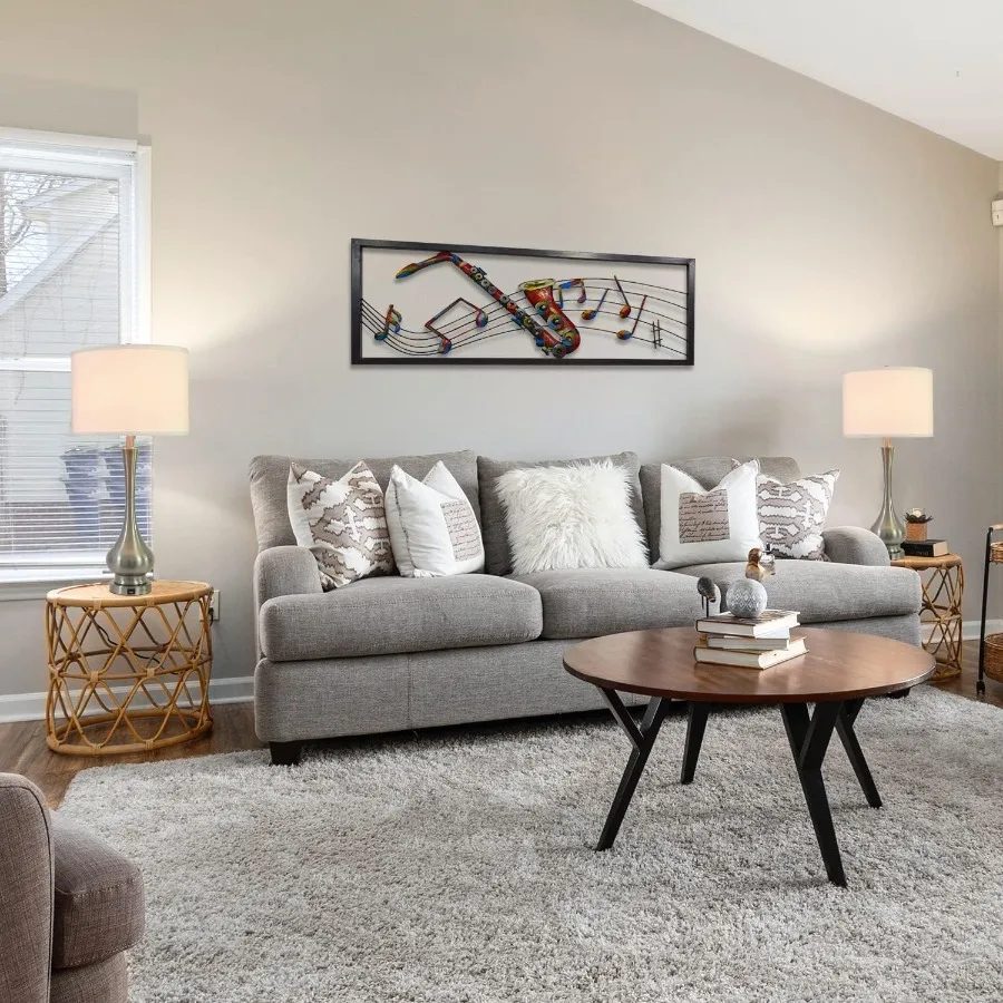 مجموعة مصابيح طاولة حديثة كبيرة مقاس 30 بوصة مكونة من 2 لغرفة المعيشة وغرفة النوم مع منفذ شحن USB ومنضدة من الفولاذ المصقول قابلة للتعتيم بثلاثة اتجاهات