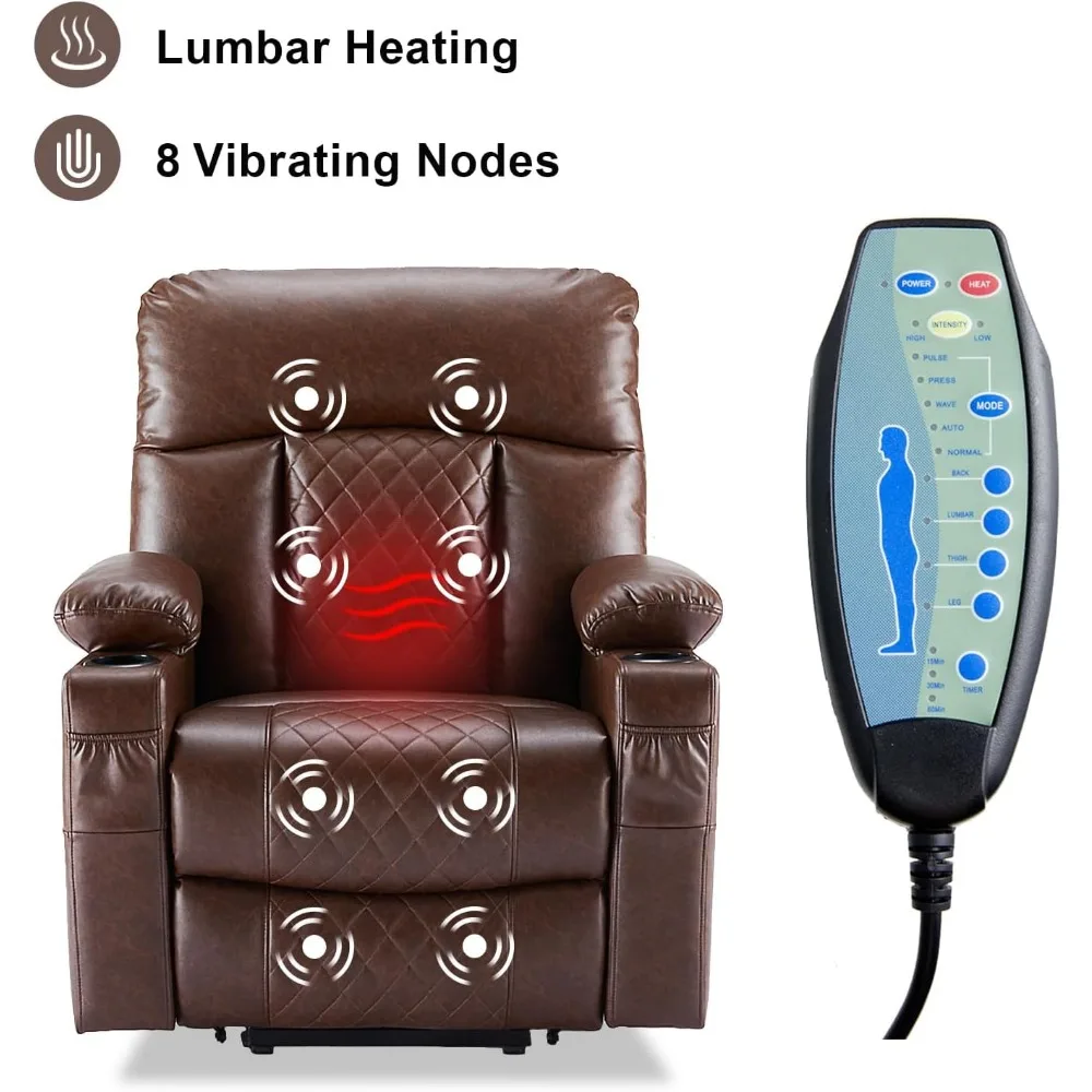 كراسي كرسي رفع الطاقة بمحرك مزدوج مع حرارة وتدليك لكبار السن، كراسي كهربائية جلدية مع مسند للقدمين، لانهائي Posi