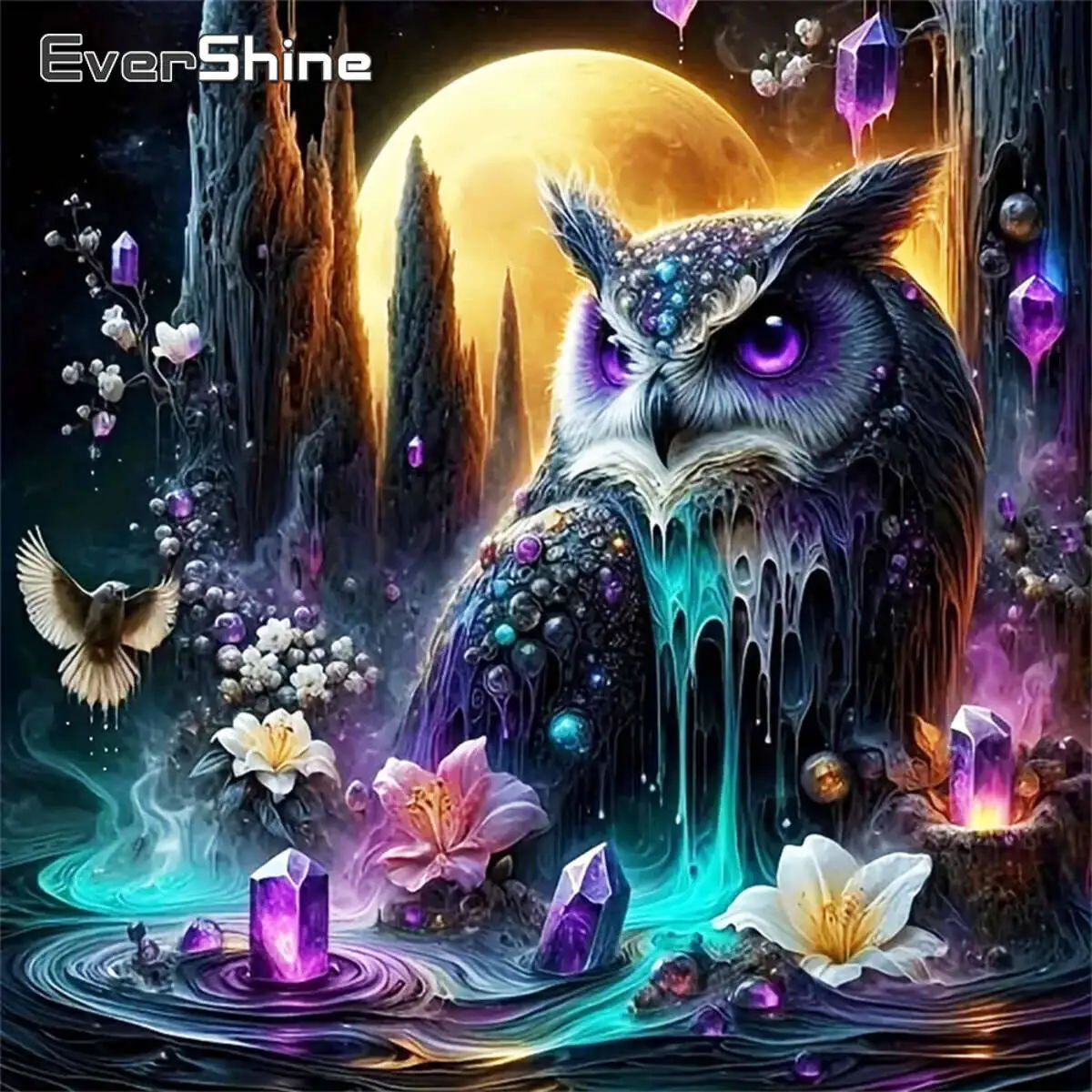 

Evershine DIY алмазная живопись птица животное Сова подходит для взрослых начинающих луна Алмазная вышивка мультфильм ремесленный комплект настенное искусство