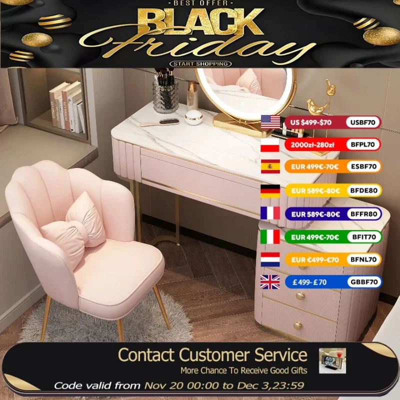 

Luxury Girl Organizer Dresser Vanity Makeup Nordic Princess Mirror Dressers Drawer Storage Coiffeuse Chambre Home Furniture