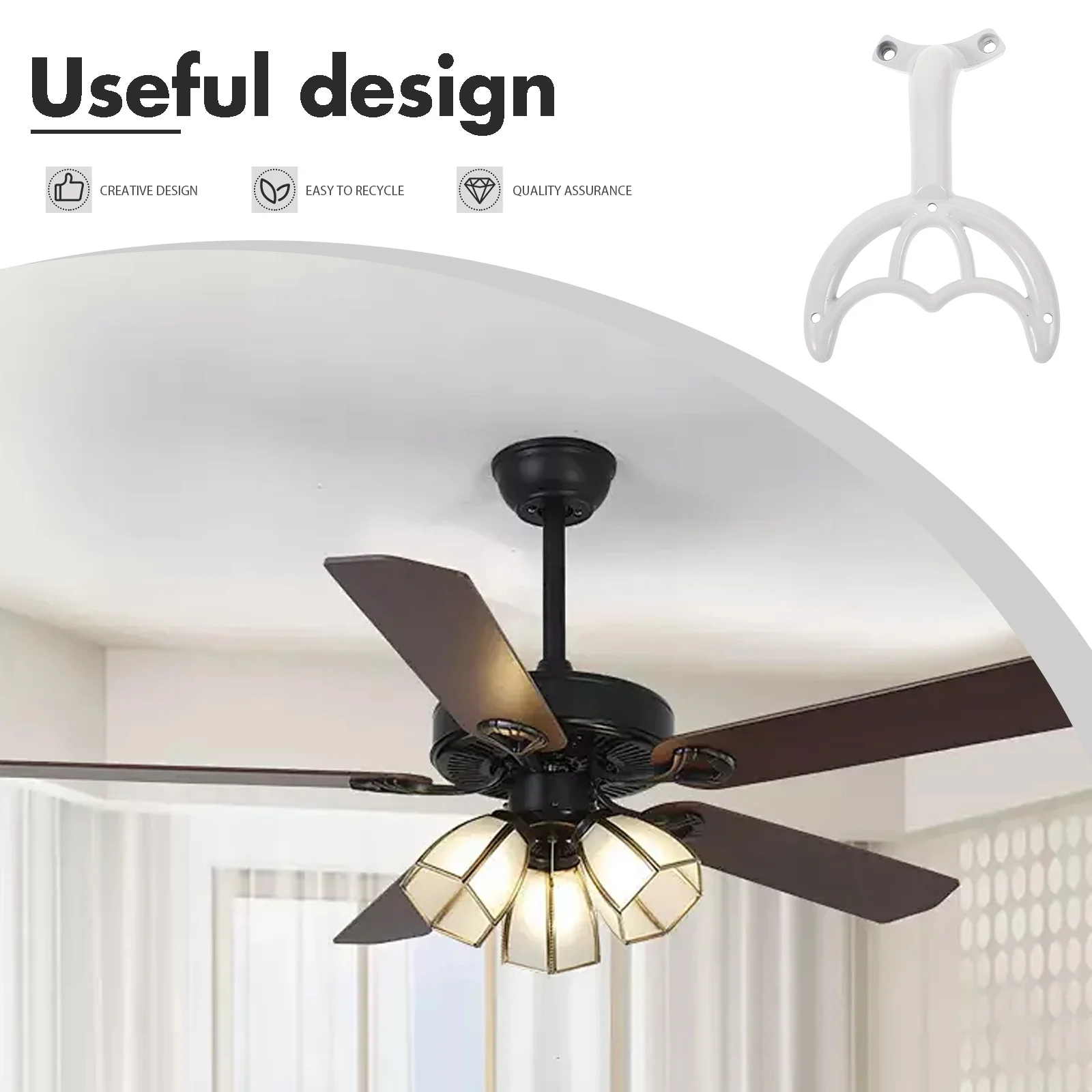 

5pcs Fan Blade Support White Metal Accessories Ceiling Fan Repair Design Easy Install Home Hotel Ventilation