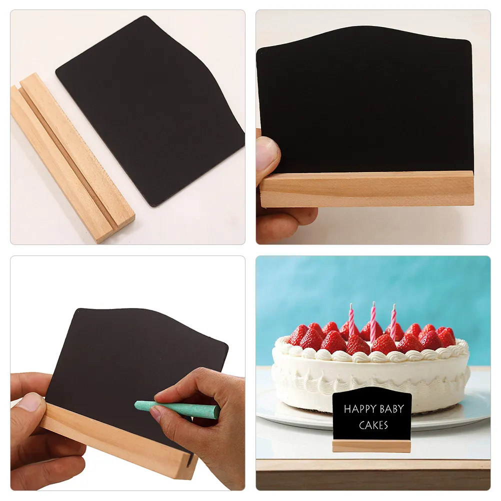 8Pcs Mini Blackboard Sign Board Double-Sided Rustic Wood Chalk Board for Parties Restaurants Boutiques Shelf Counter Table