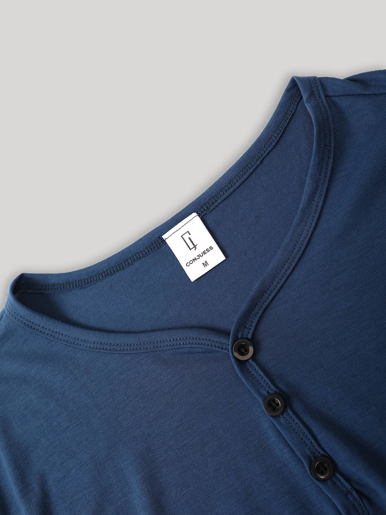 Men's Spring Autumn Blue Henry Collar Long Sleeve Shirt Plaid Pants Comfortable Outfit Set