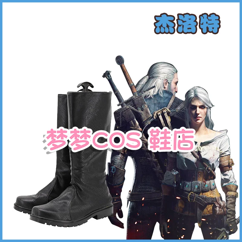 Geralt Cosplay Schuhe Fantasy Schwarze Stiefel Zauberer Verkleidung PU Leder Schuhe Männer Verkleidung Rollenspiel Schuhe Halloween
