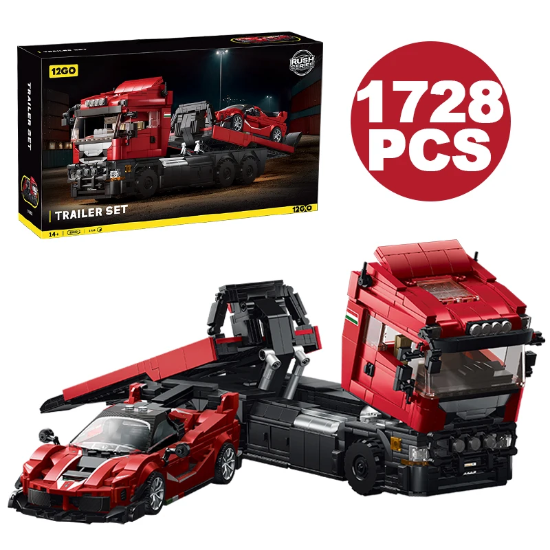 

Набор для сборки из 1728 деталей: конструктор MOC — модель грузовика и суперкара, настольные украшения, развивающие игрушки для мальчиков, подарки