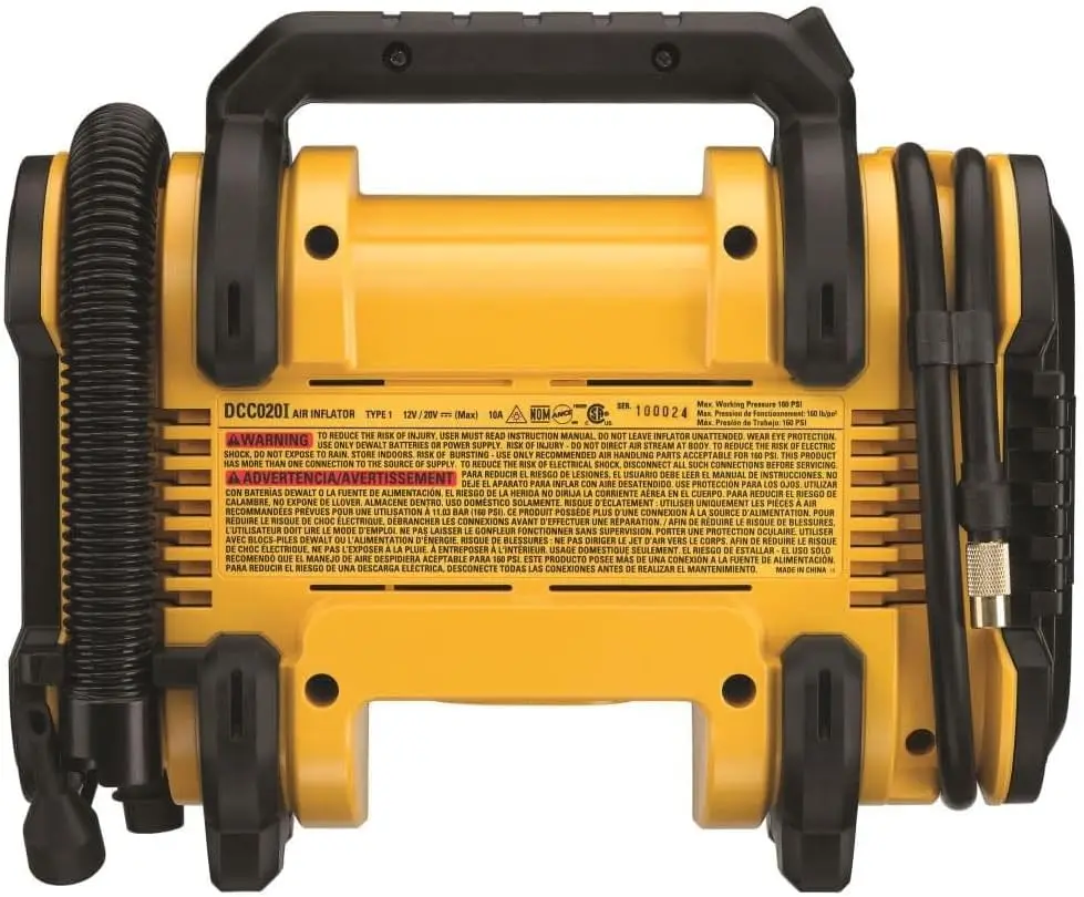 DEWALT 20V MAX Tire Inflator, Compact and Portable, Automatic Shut Off, LED Light, Bare Tool Only (DCC020IB)