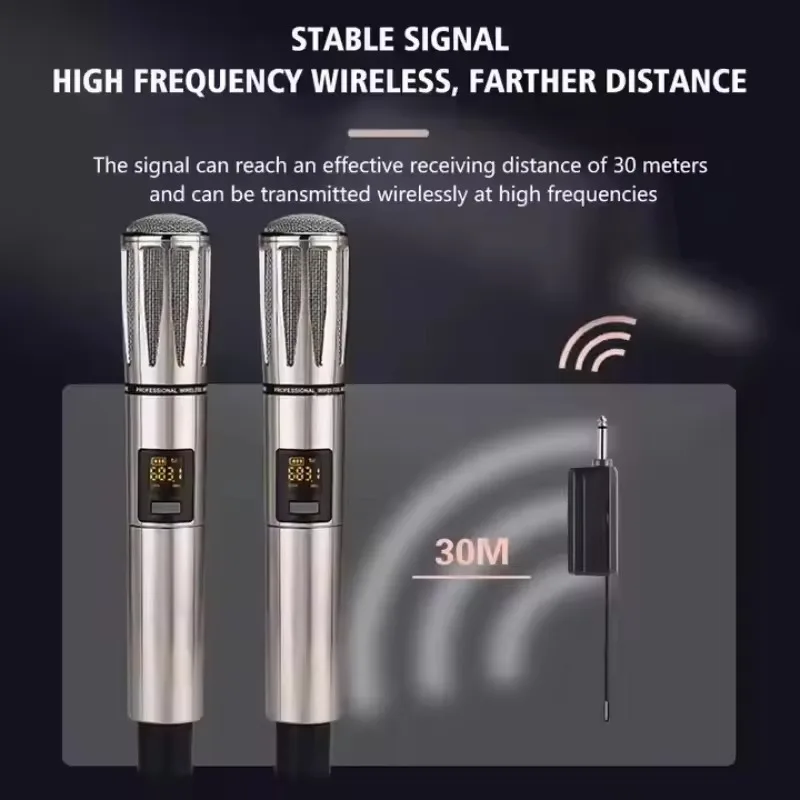 U66 2024 Professional Rechargeable Full Metal Portable Wireless Microphone Light Emitting Diode Display