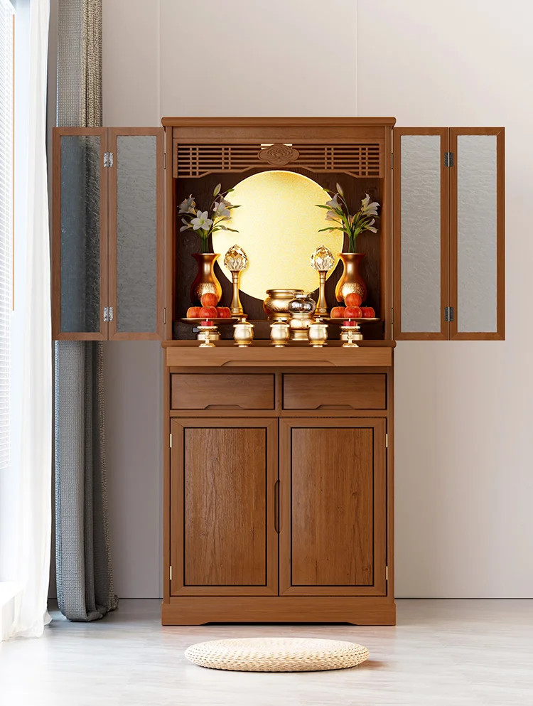 Buddhist niches vertical cabinets solid wood doors Buddhist cabinets household Buddhist niches cabinets